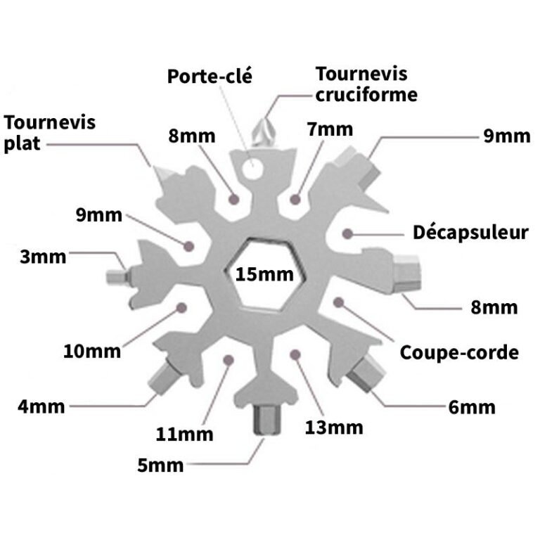 Porte-Clé Multifonction  Le Flocon Multi Outils (Acier) 2717